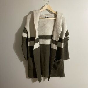 Lulus Cozy Striped Hooded Cardigan